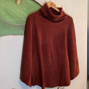 Cozy knit burgundy poncho